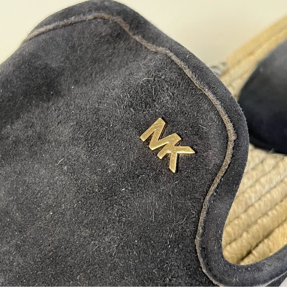 Michael Kors Hastings Espadrilles Slides Blue Suede Mules Flats MK Shoes Size 8 - Picture 8 of 9